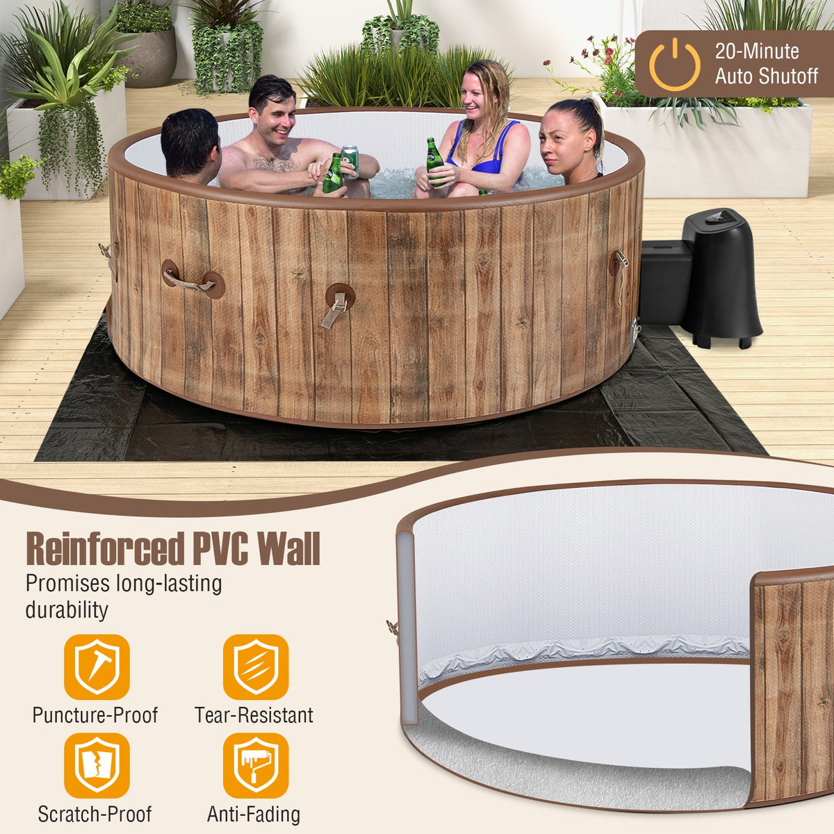 DirectDeals 4–6 Person Inflatable Hot Tub Spa with 120 Air Jets