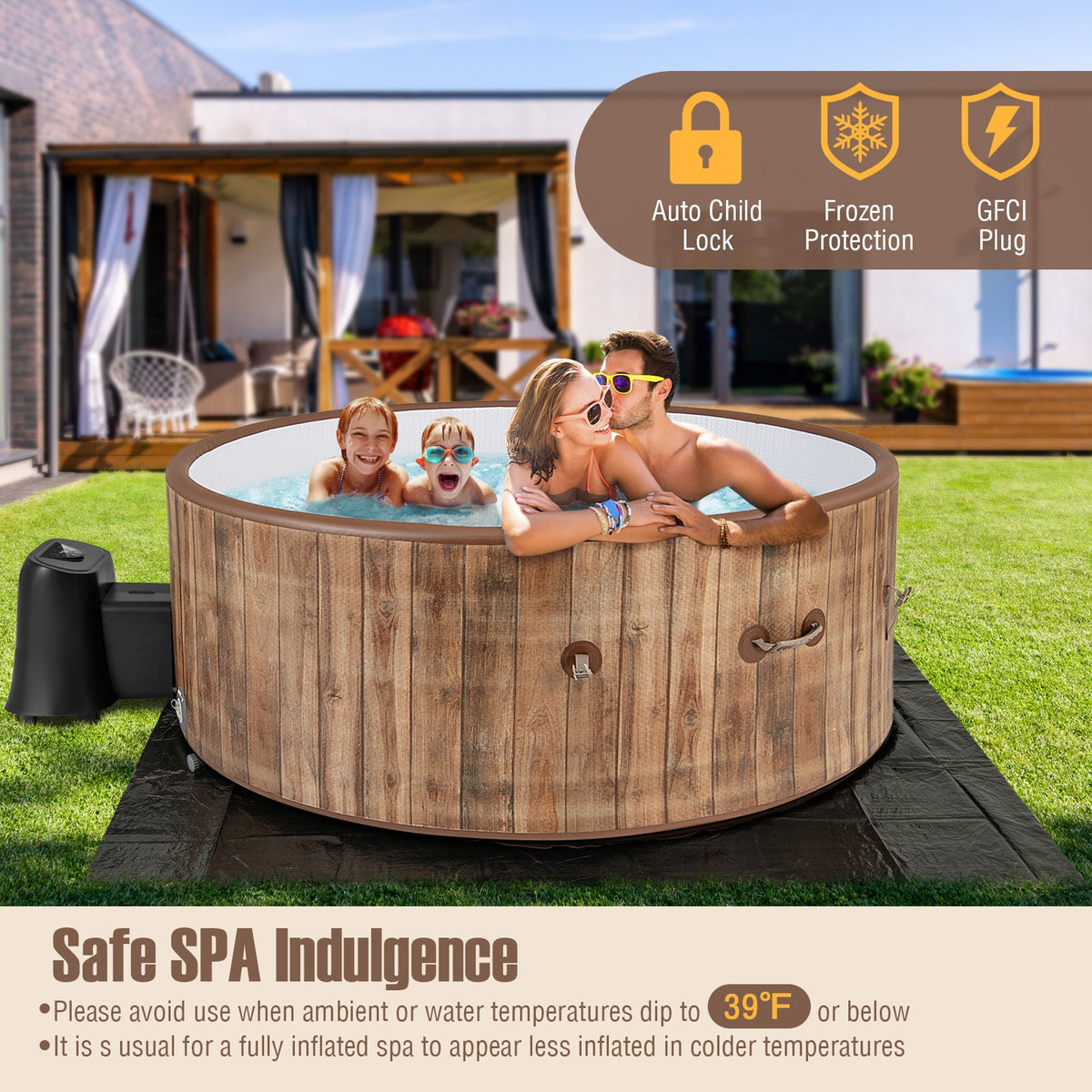 DirectDeals 4–6 Person Inflatable Hot Tub Spa with 120 Air Jets