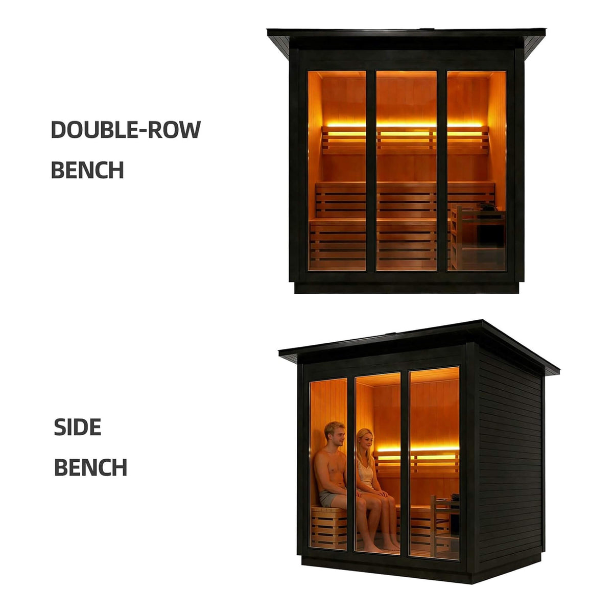 Custom 6-Person Luxury Spruce Outdoor Steam Sauna
