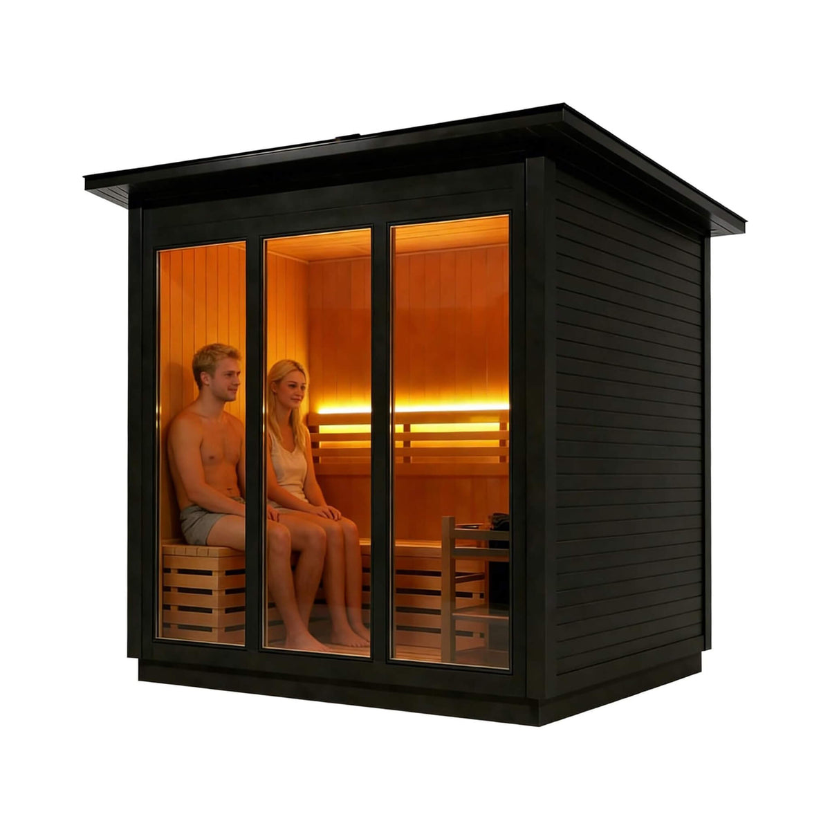 Custom 6-Person Luxury Spruce Outdoor Steam Sauna