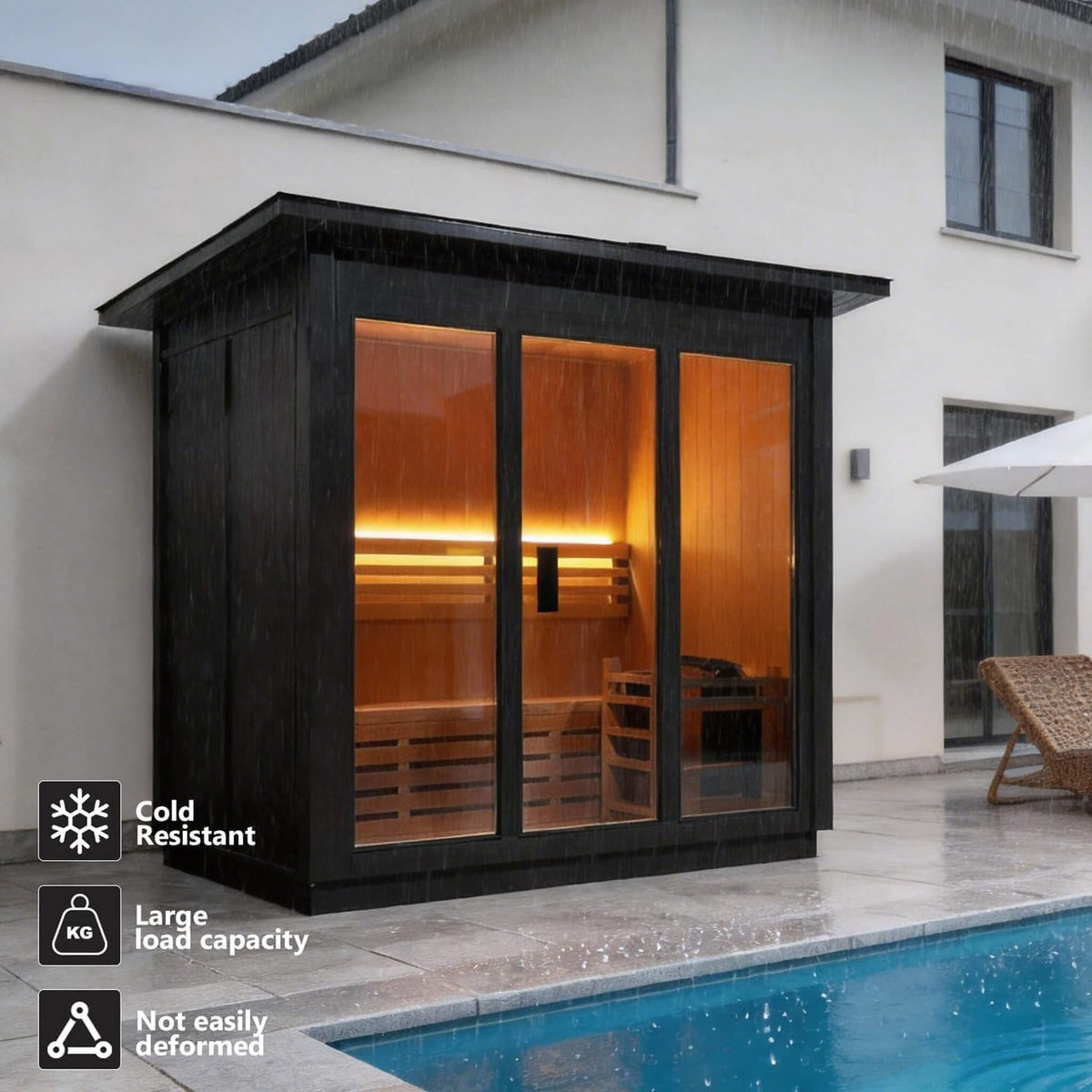 Custom 6-Person Luxury Spruce Outdoor Steam Sauna