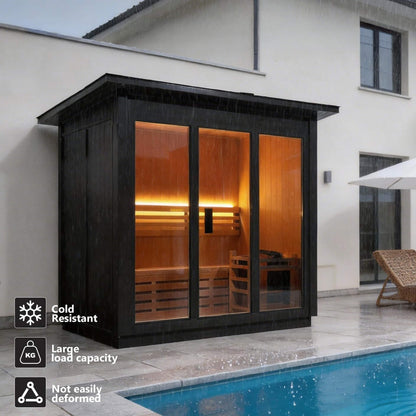 Custom 6-Person Luxury Spruce Outdoor Steam Sauna