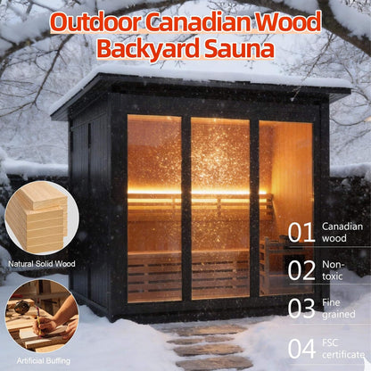Custom 6-Person Luxury Spruce Outdoor Steam Sauna