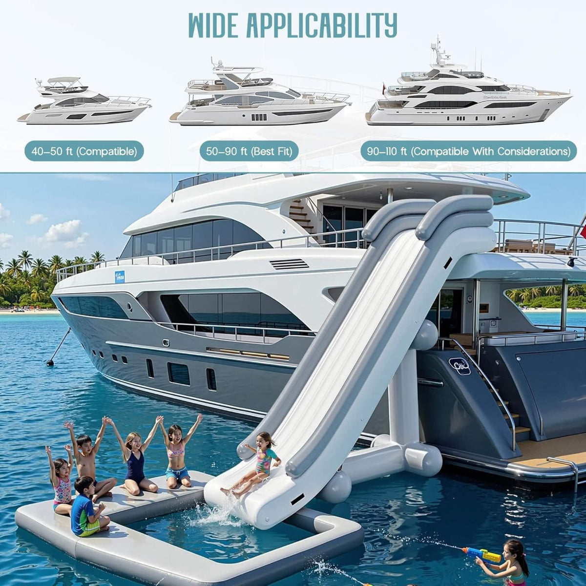 Large 16FT Commercial Inflatable Yacht Water Slide With Pump