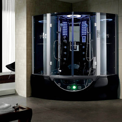 Maya Bath Valencia Corner Steam Shower with Whirlpool Jets