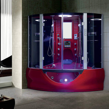Maya Bath Valencia Corner Steam Shower with Whirlpool Jets